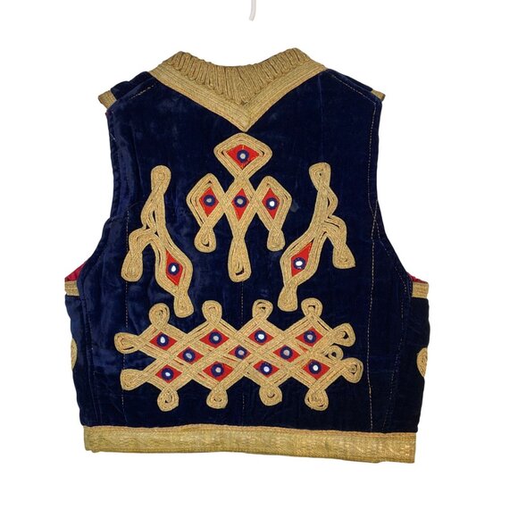 Antique Islamoic Ottoman Vest Handmade Blue Velvet Gold Pakistan RX10643 - Picture 5 of 6